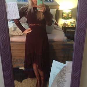 Maroon Free People High Low Renaissance Dress Size Small